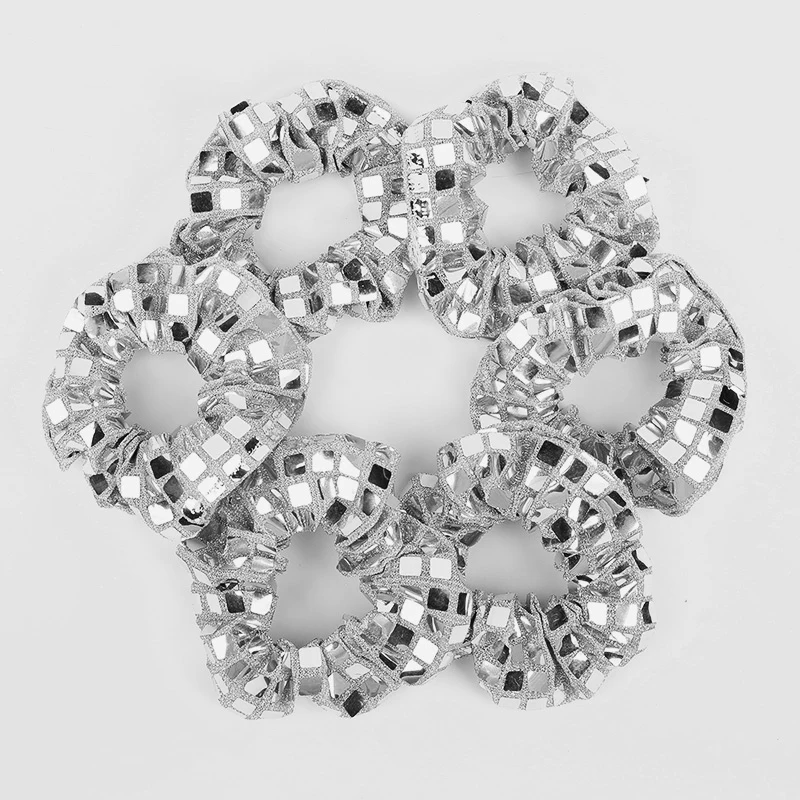 1/6pcs Disco Ball Sequin Hair Tie Silver Hair Band for 80s 90s Birthday Wedding Bridal Shower Decoration Bachelorette Party Gift