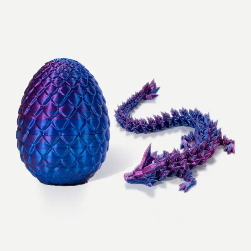 3D Printed Dragon Egg with Full Articulated Dragon Model – Movable Desktop Ornament 2