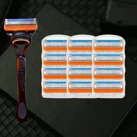 New Stainless steel manual shaver, 5-layer razor blade reusable, retro wet scratch resistant hair removal blade