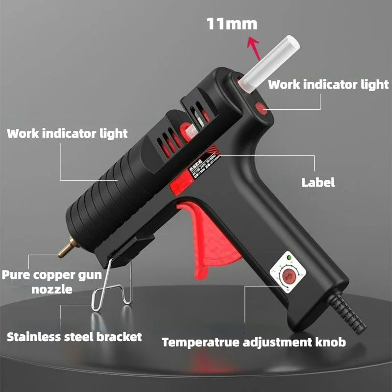 200W Hot Melt Glue Gun 11mm Adjustable Temperature with Nozzle Professional Silicone Gun for Home DIY Electronic Maintenance