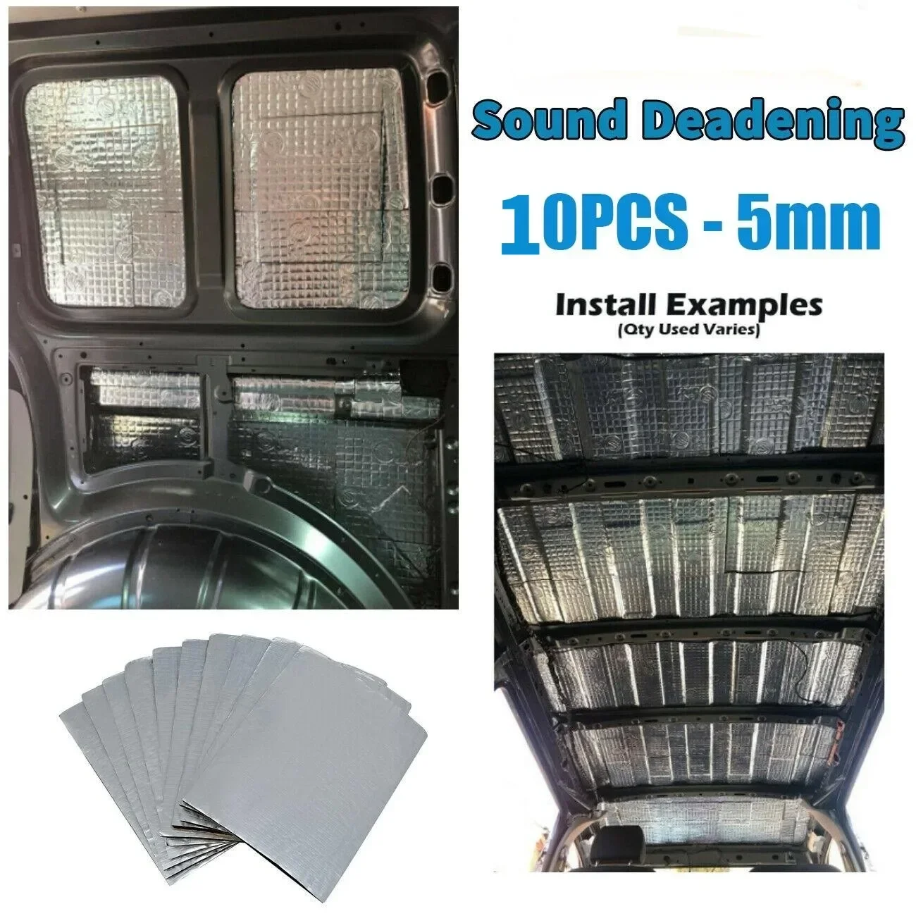 10 Sheets Sound Deadener Heat Insulation Mat 5mm Car Van Sound Proofing Deadening Insulation Car Hood Silent