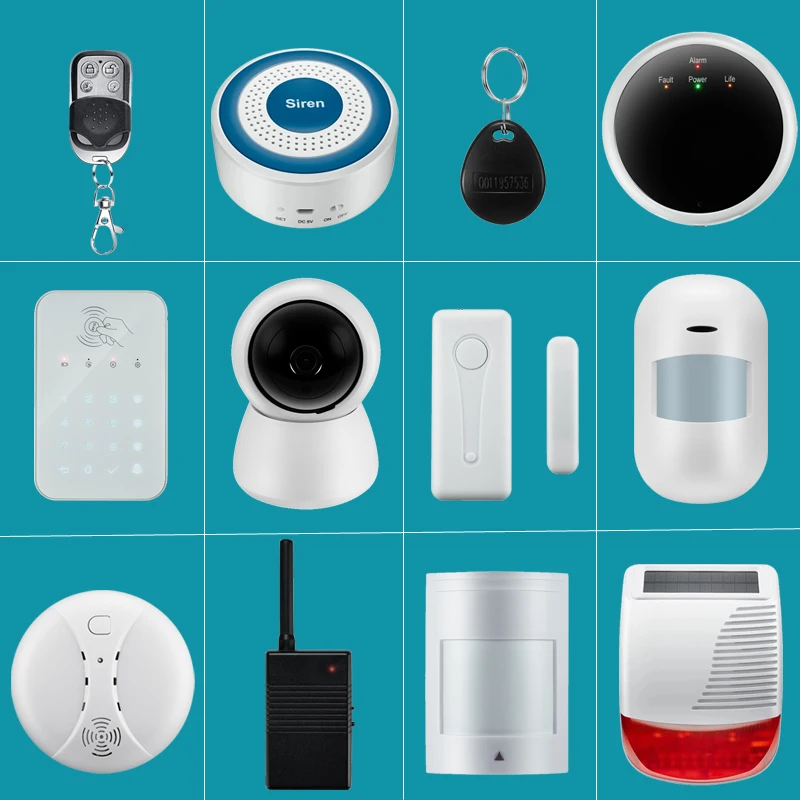 DIY complete door PIR smoke accessories for W2B W7B PG103 WIFI home security GSM alarm system wireless video IP camera monitor security system security alarm wireless alarm