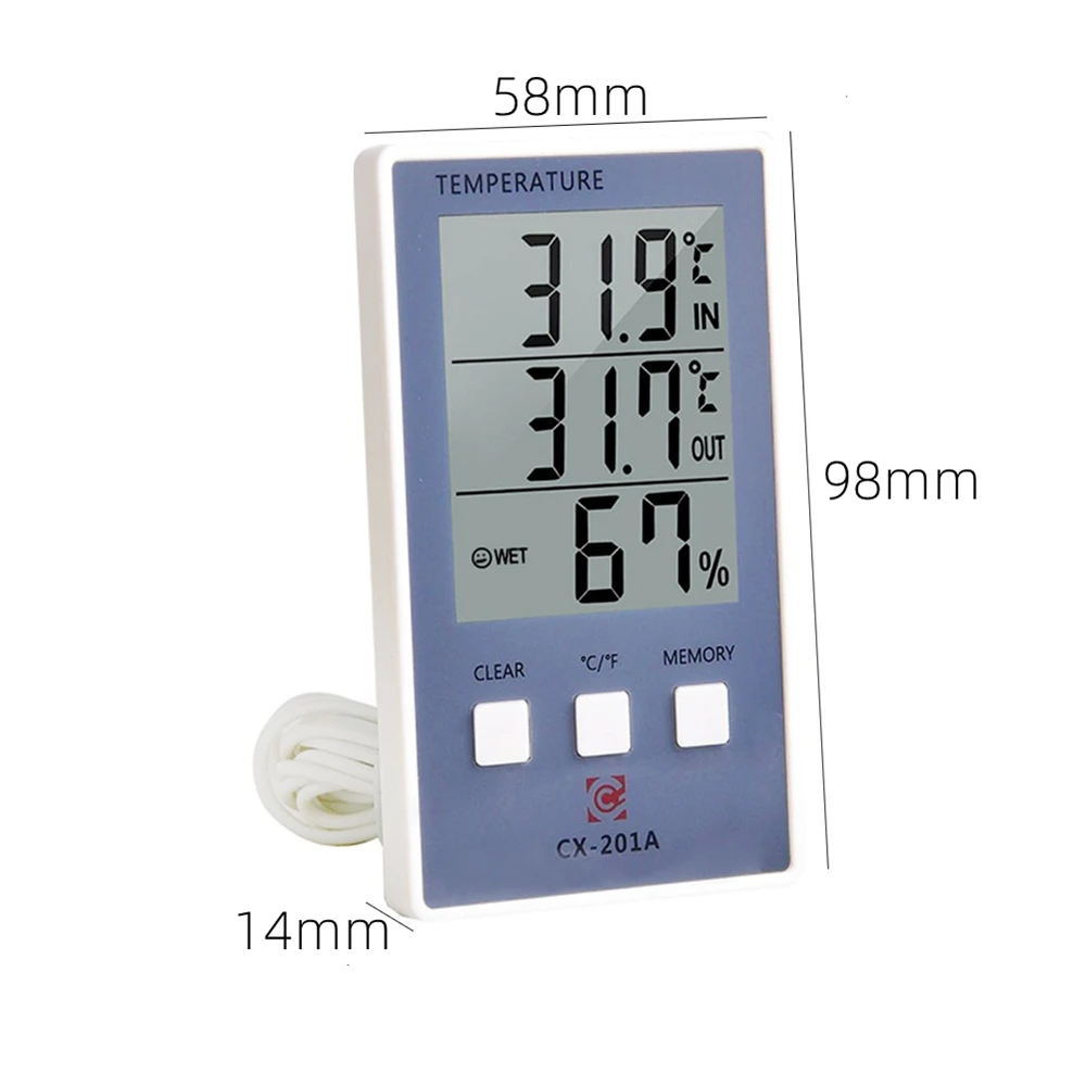 Digital Thermometer Hygrometer Indoor Outdoor Temperature Humidity Meter C/F LCD Display Sensor Probe Weather Station