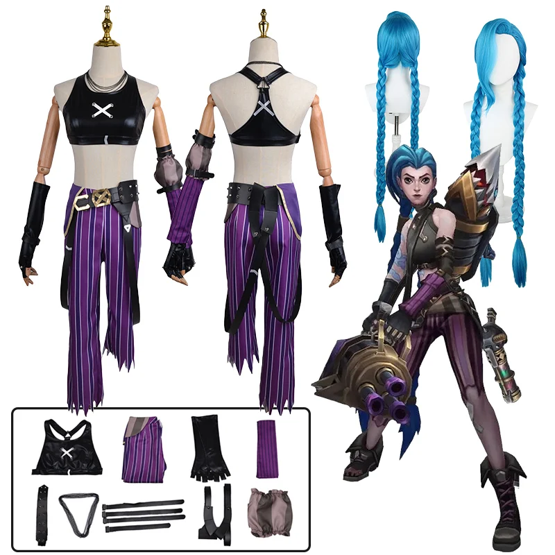 

Костюм для косплея Jinx из аниме «арканин», соблазнительная Женская одежда для Хэллоуина, карнавала, вечеринки
