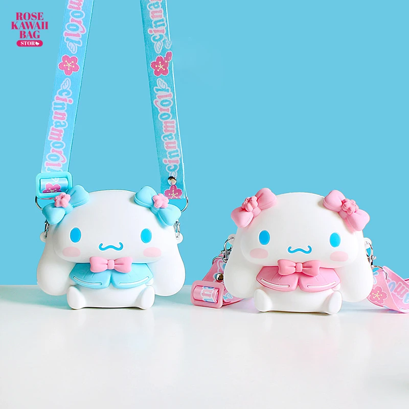 Kawaii Cinnamoroll Coin Purse Bag Sanrio Crossbody Bag Silicone Waterproof Cute Shoulder Bag Cartoon Princess Bag for Children fashion children shoulder bags toddler baby girls princess handbag toddler baby pu saddle messenger bags coin purse free ship