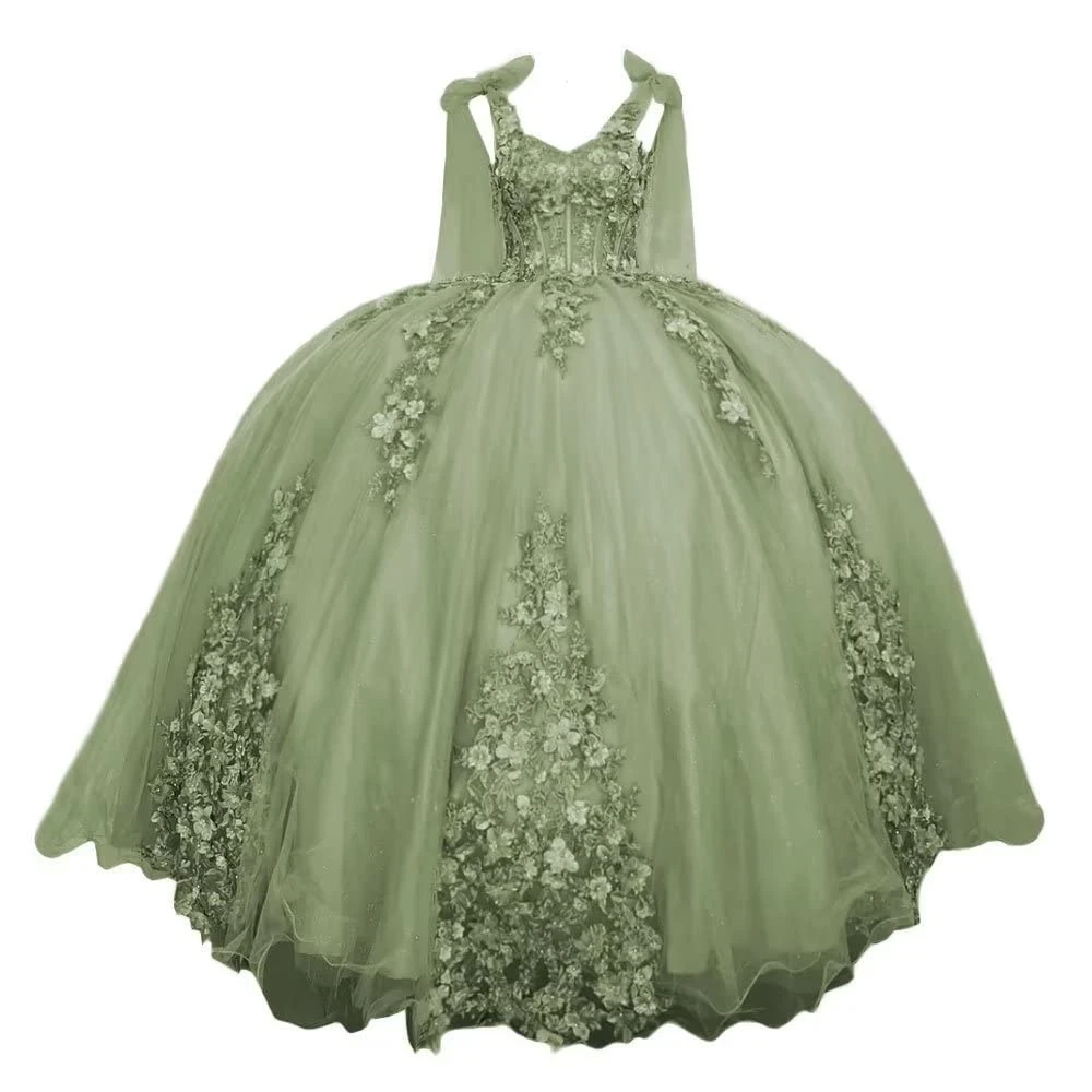 

Off Shoulder 3D Flowers Lace Ball Gowns Quinceanera Dresses Appliques Sweet 15 16 Debutante Prom Party Gown Vestidos De 15 Anos