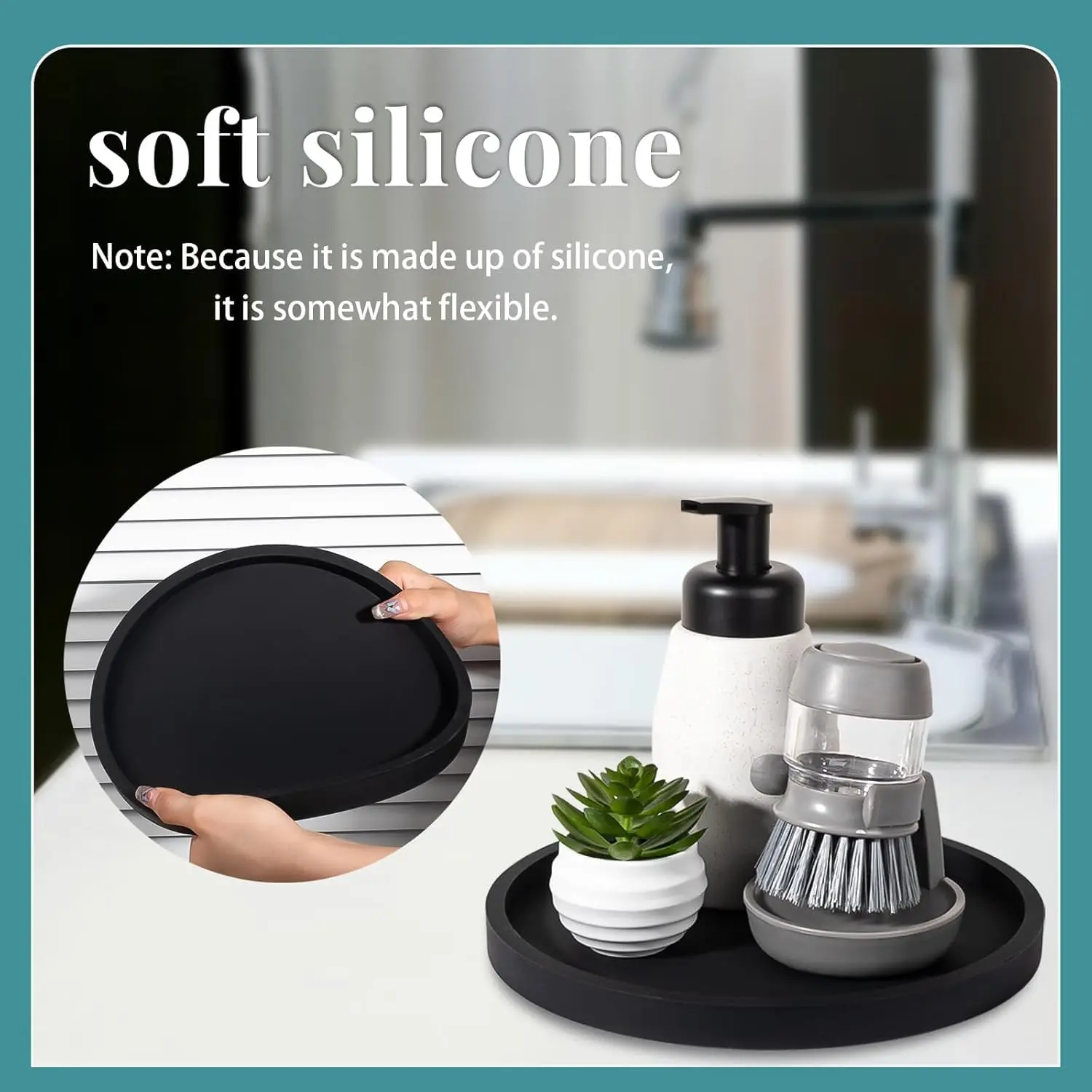 Elegant Silicone Vanity Tray - Decorative Organizer for Bathroom, Kitchen, or Coffee Table Decor