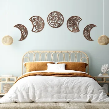 Wooden Moon Phase Wall Art Hanging Decor 1