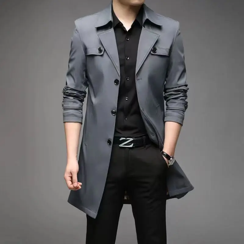 Men Jacket Coat Mid-length business trench coat casual jacket trench coat casual men jacket