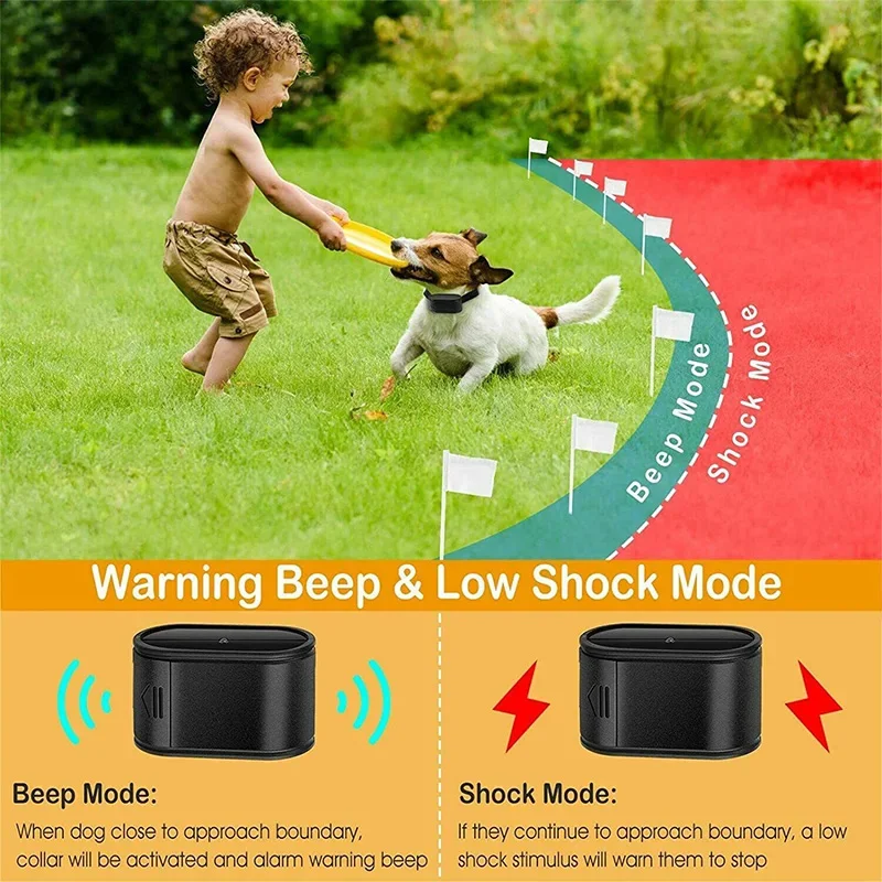 023 Accessories Invisible Wireless Electric Dog Fence System Outdoor Dog Training Remote Control Beep Shock Collar