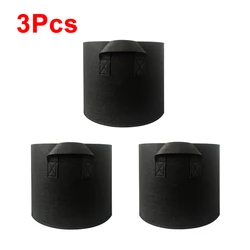 Durable Non-Woven Fabric Grow Bags with Handles - Multiple Sizes for Vegetables, Flowers, and Plants (3PCS Black)