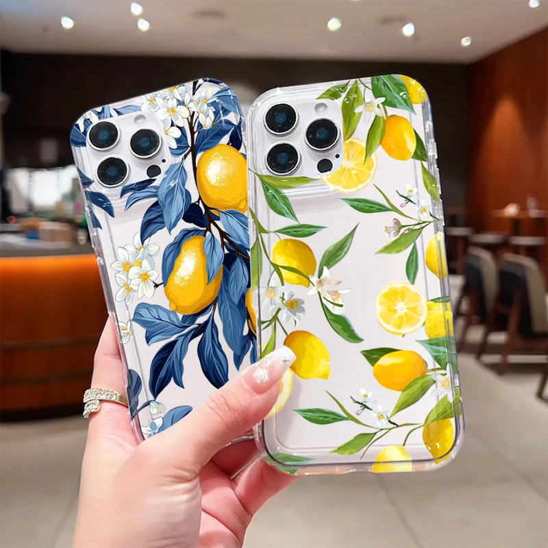 Summer Fruit Lemon Flower Clear Silicone Phone Case Cover