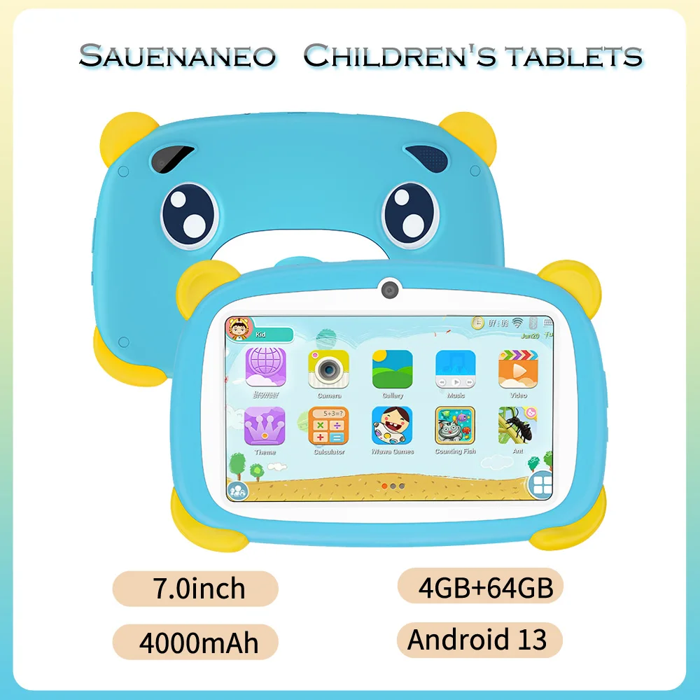 sauenaneo-tablet-android-infantil-melhor-presente-para-as-criancas-4gb-de-ram-64gb-rom-13-4000mah-bateria-7-novo-2024