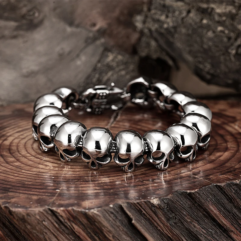 Male Minimalist Skull Bracelet Men And Women's Retro Punk Totem