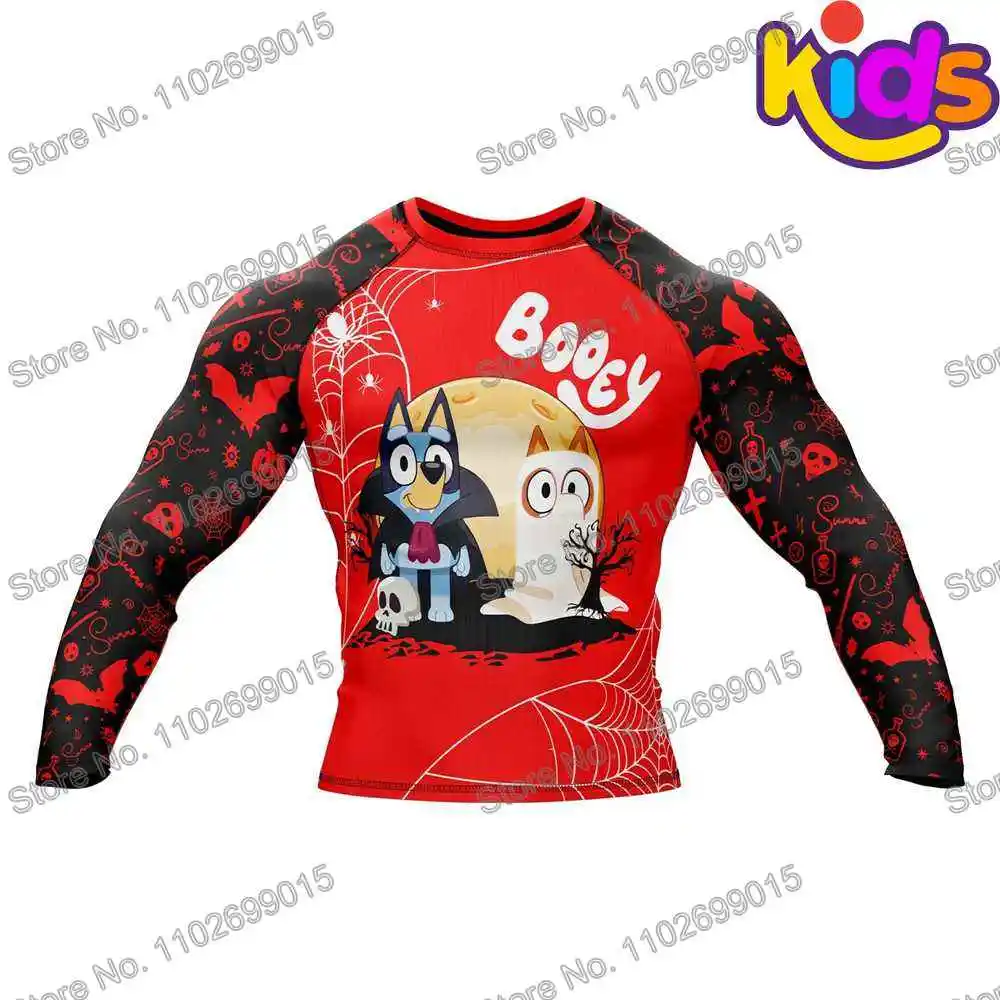 Kids Heeler Rollers Diving T-Shirt Tight Long Sleeve Boys Rash Guard BJJ MMA Swimwear Surf Clothing Beach Floatsuit Girls Tops