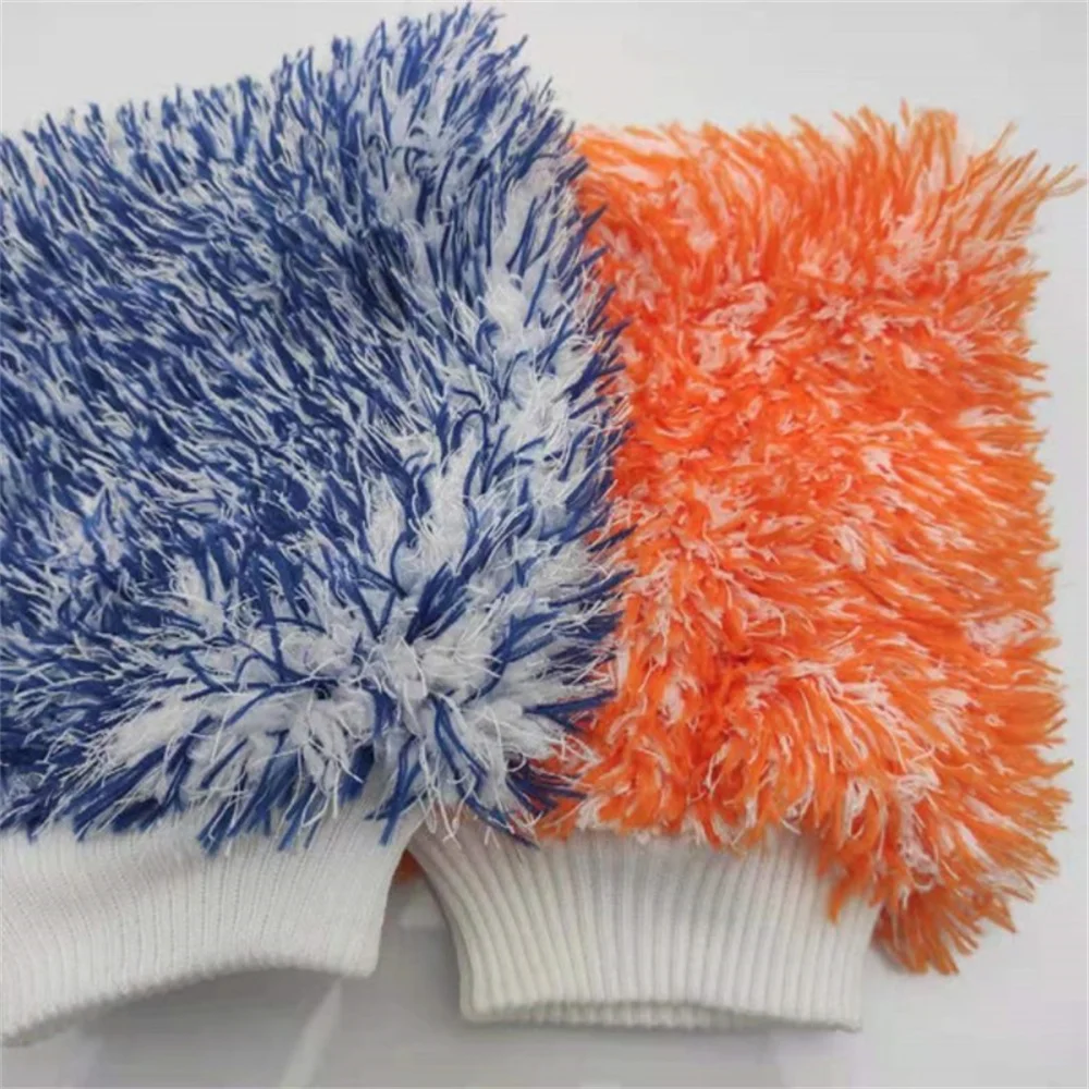 Coral Fleece Car Cleaning Gloves Large Color Plush Fine Fiber Cleaning Towel Car Washing Supplies Bear Paw Accessories
