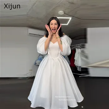 Xijun Modern Ivory Evening Dresses Off The Shoulder A-Line Wedding Dresses Sweetheart Formal Ankle Length Party Gowns Customized 1