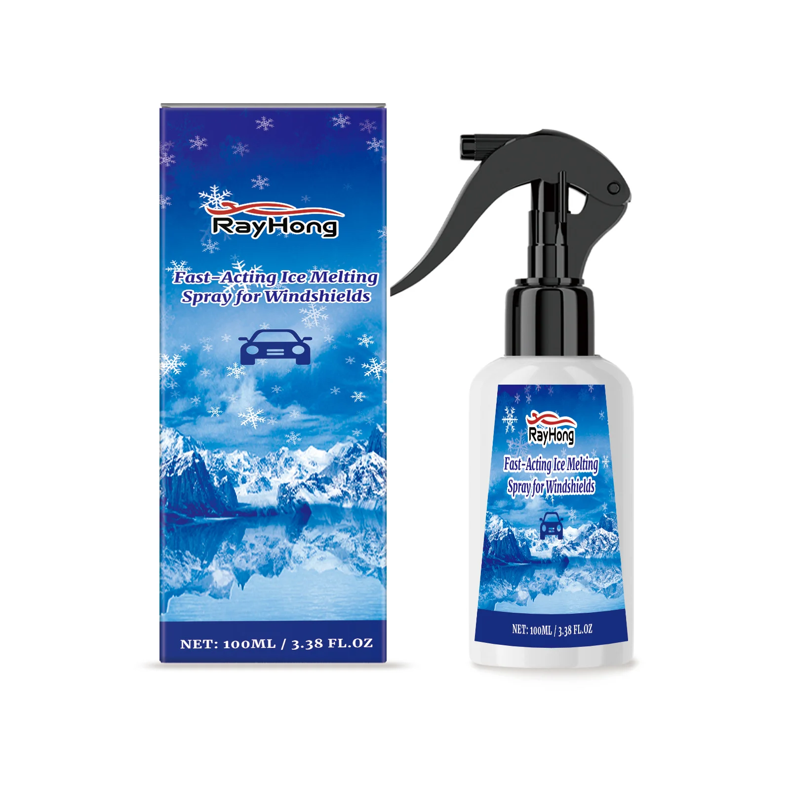 Windshield Deicer Spray Car Deicer Windshield Defroster Spray De-Icer Frost Remover Ice Melt Fast Acting Melts Ice
