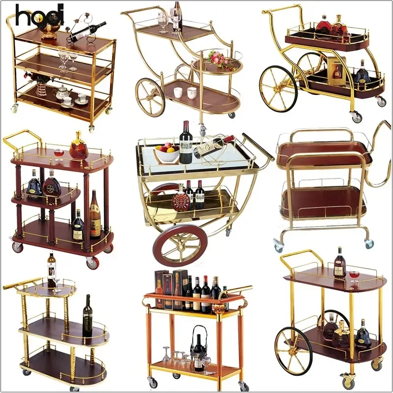 middle eastern hotel tea wooden service trolley luxury foldable room cart