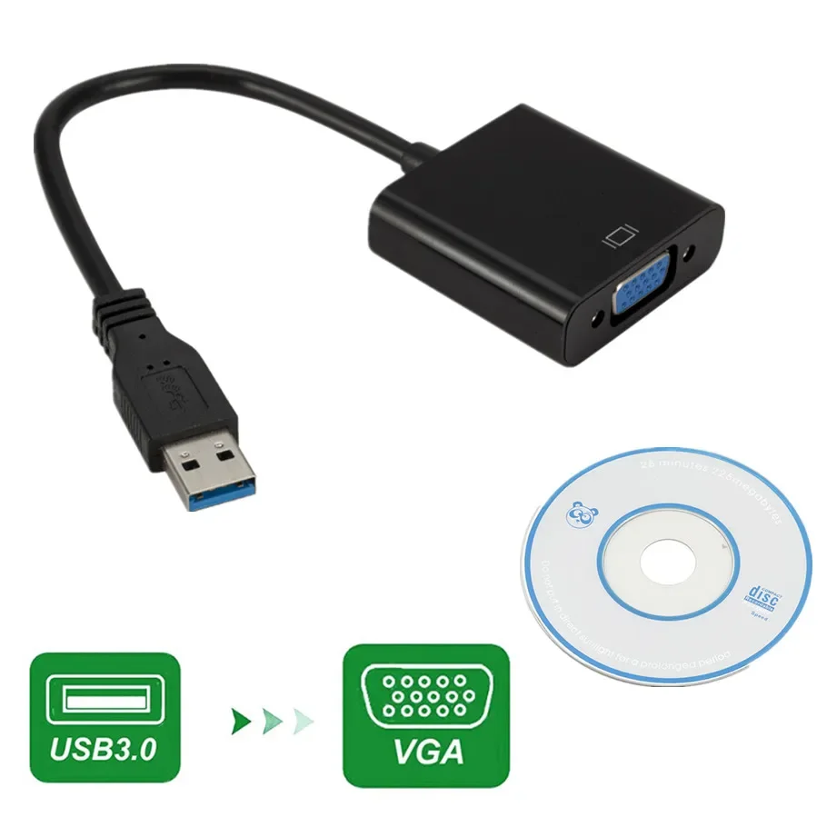 USB 3.0 to VGA Video Display Adapter 1080P Multi-Display External Converter Cable for Projector Laptop Monitor PC Windows 7/8