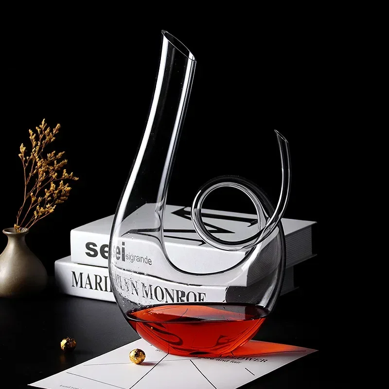 1500ML High Grade Decanter Handmade Crystal Glass Swan Spiral Decanter Wine Separator Champagne Whisky Brandy Wine Bottle Gift