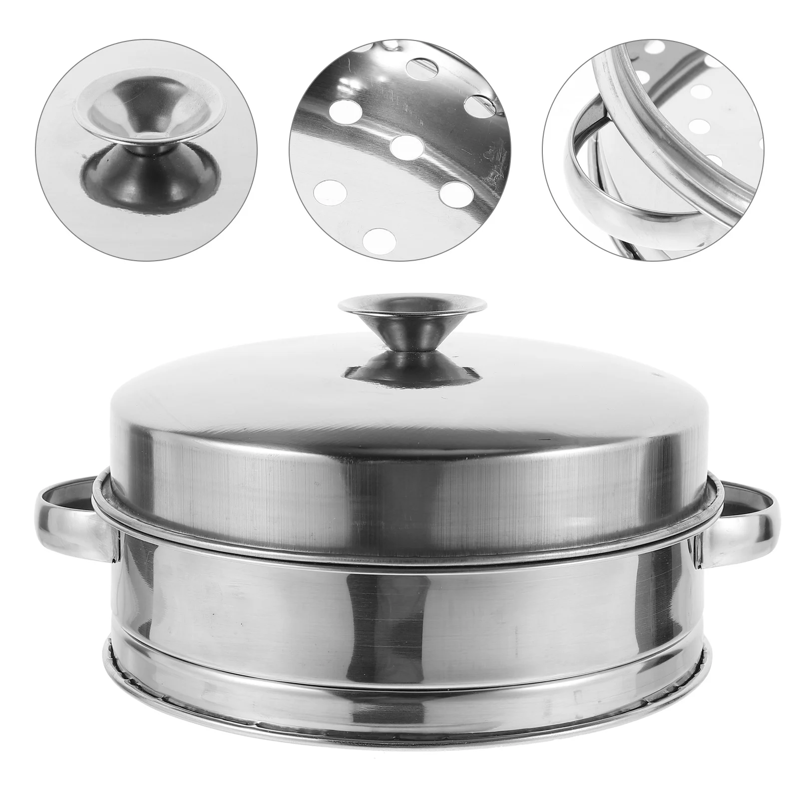 

Stainless Steel Cookware Binaural Bottom Steaming Rack Basket for Vegetables Steamer Insert Thicken Dim Sum Meat