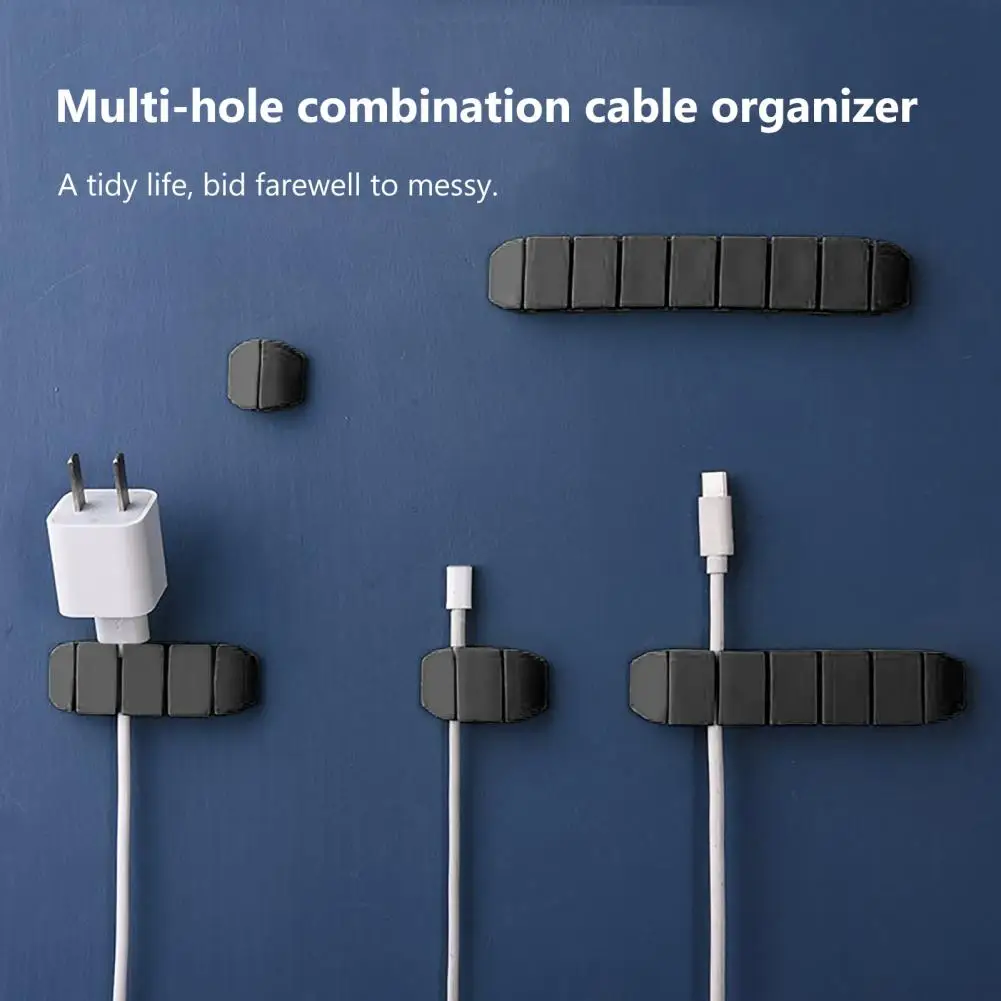 

8 Holes Silicone Cable Organizer Management Desktop Workstation Wire Cable Winder Cord Holder USB Charging Data Cable Organizer