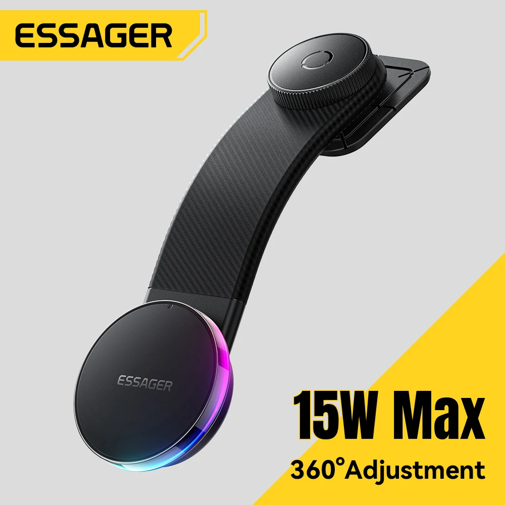 Essager 360° Free Rotation Magnetic Car Phone Holder LED 15W Wireless Charger Stand for Magsafe For iPhone 17 16 15 14 Pro Max