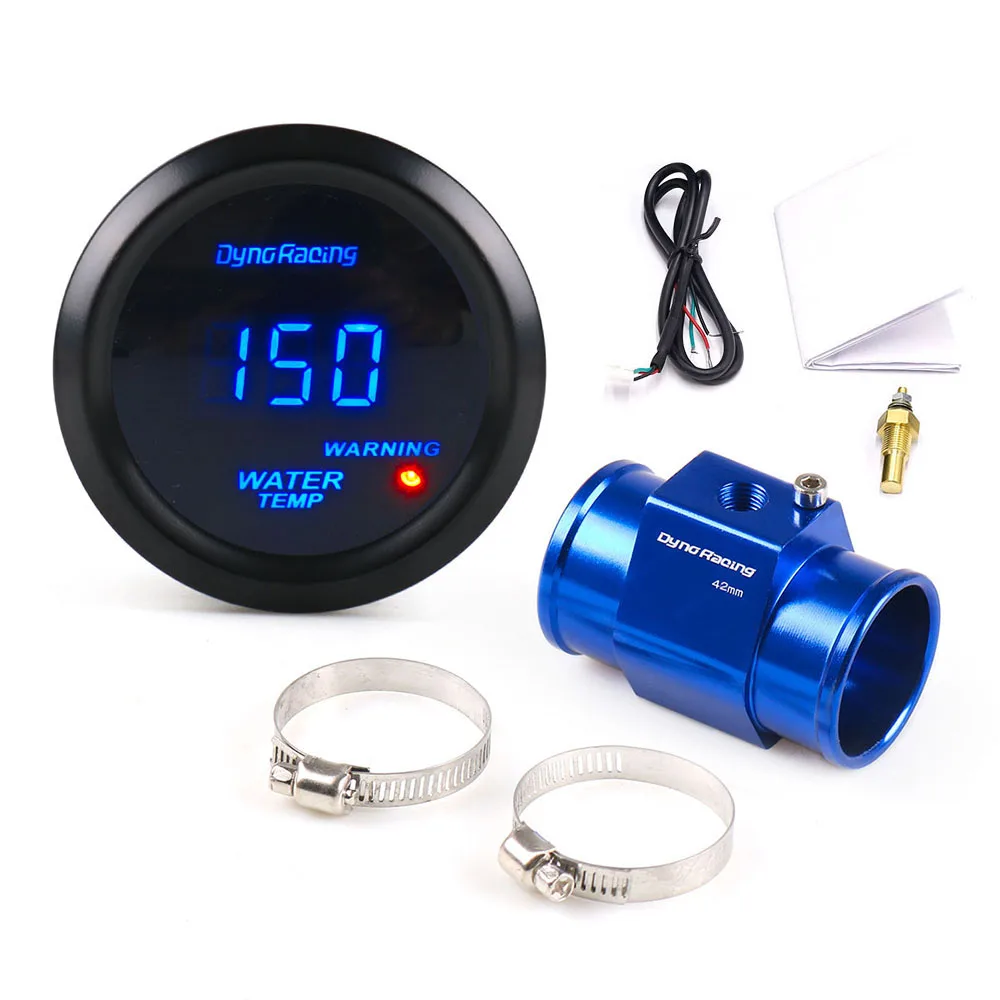 블루 LED 디지털 수온계 2인치 52MM 40-150 ° 센서 어댑터 1/8 NPT..