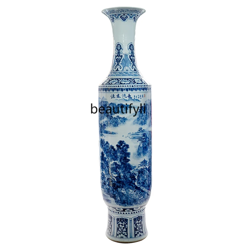 

Ceramic Chinese Hand-Painted Floor Vase Living Room and Hotel Company Villa Relocation and Opening Gift Decoration