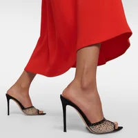 New Summer Women's High-heeled Sandals Stiletto Rhinestone High-heeled Slippers Pointed Toe Open Toe Slip-on High-heeled Sandals - Image 5