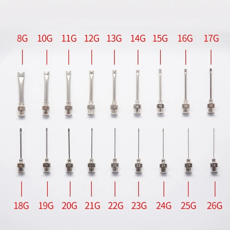 1-inch flat metal dispensing needle, stainless steel dispensing needle tube, equipment needle, accessories