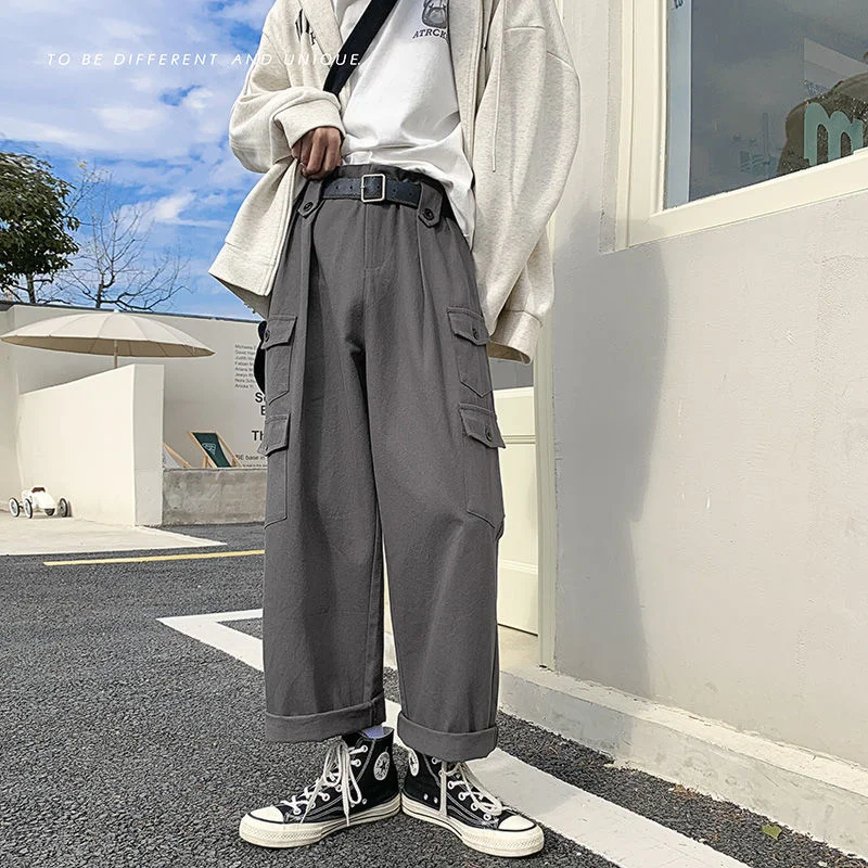 

2022 Men's Fashion Trend Multi Pocket Causal Pants Vintage Loose Straight Pants Fashion Trend Popular Trousers Plus Size M-3XL