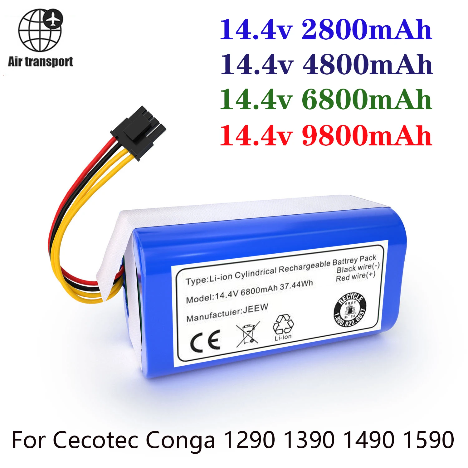 100% новый 14 4 v 6800mAh литий-ионный аккумулятор для Cecotec Conga 1290 1390 1490 заменяемая батарея