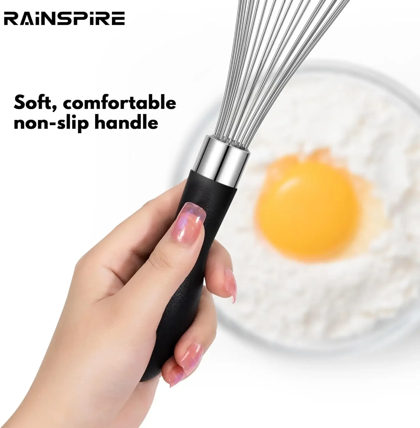 Household Stainless Steel Manual Mixer Balloon Whisks for Cooking Soft Silicone Handle for Blending Whisking 12 Inch balloon wire whisk ball whisk wire whisk