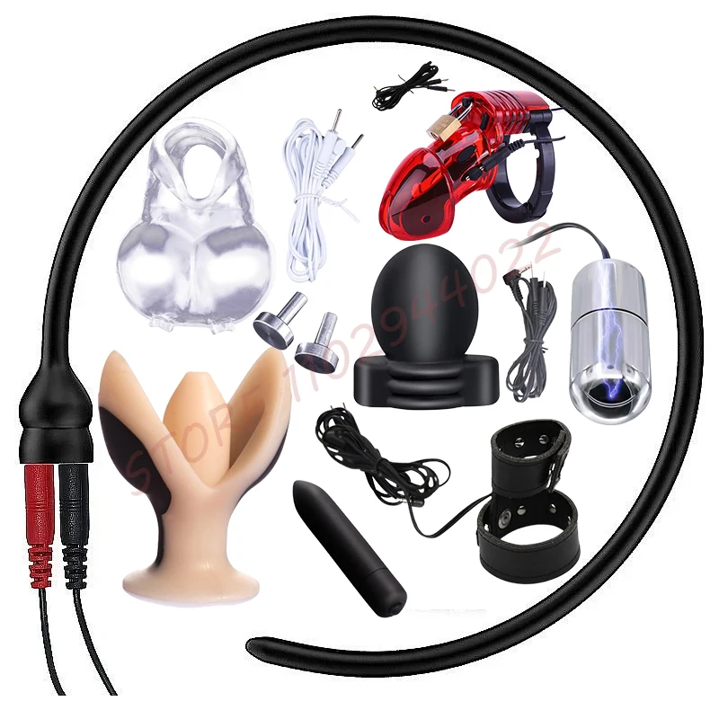 Electric Shock Penis Rings anal Sex Products Penis Plug Catheter Sound Chasity Device Nipple Clamps Body Massage Sex Toy Men electro sex toys,electric sex toys,penis rings