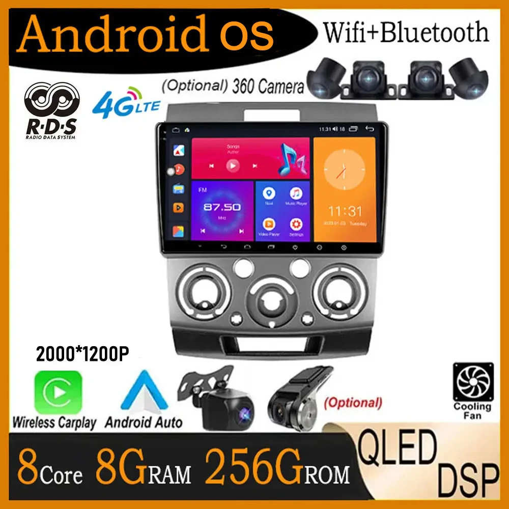 

Автомагнитола на Android 14, мультимедийный плеер для Ford Ranger 2 Everest 2, для Mazda BT-50 J97M 2006-2011, автомобильная стереосистема, видео, мультимедиа
