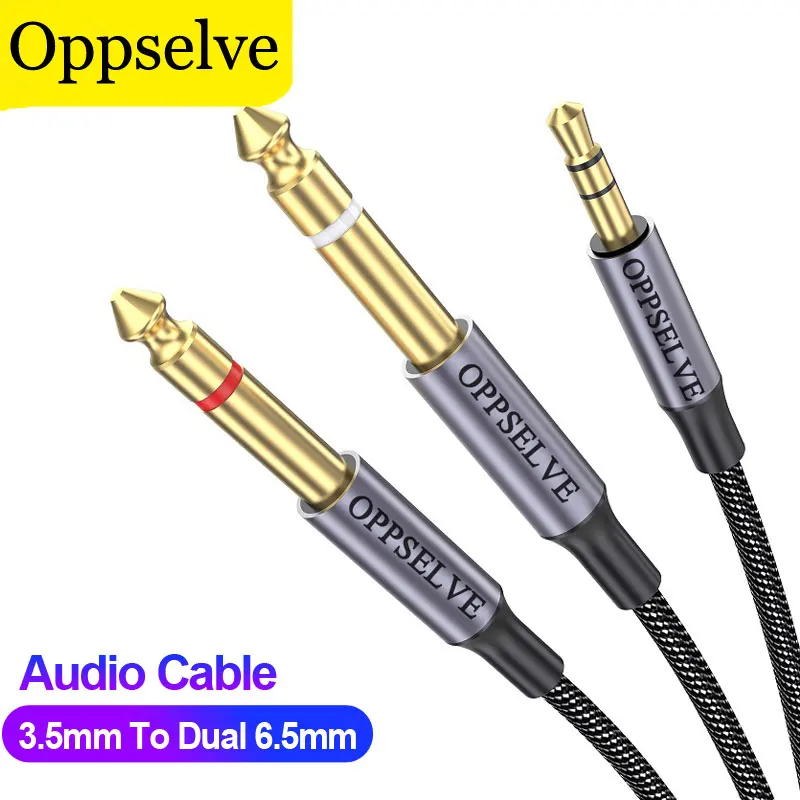 

3.5mm 1/8" TRS To Dual 6.35mm 1/4" TS Stereo Y-Splitter Audio Cable For Speaker Tablet MP3 Amplifier Mixer 3.5 mm Jack Aux Cord