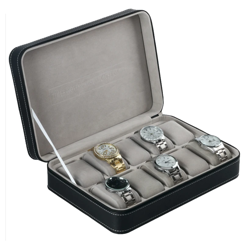 Watch Suitcase Organizer Portable Zipper Watch Case Bracelets Men's and Women's Multifunctional Display Box 2/4/6/8/10/12 Slots