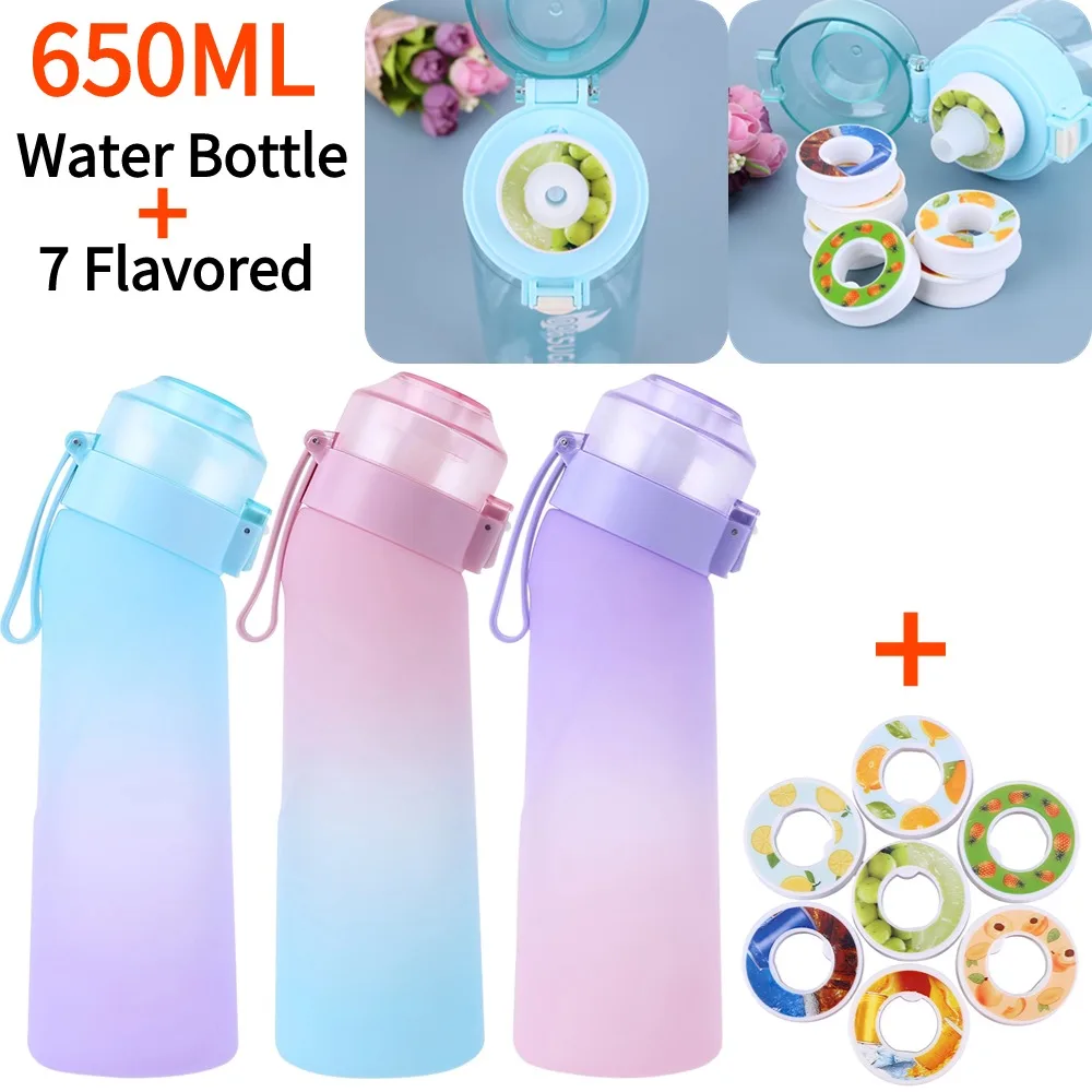 

650ML Air Fruit Scent Flavored Water Bottle Sports Water Bottle Outdoor Fitness Sport Water Cup with Straw Flavor Pods Portable