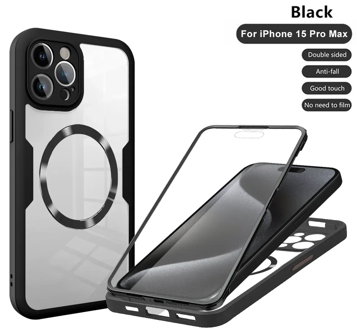 Magnetic 360° Full Body Clear Shockproof Case with Silicone Bumper
