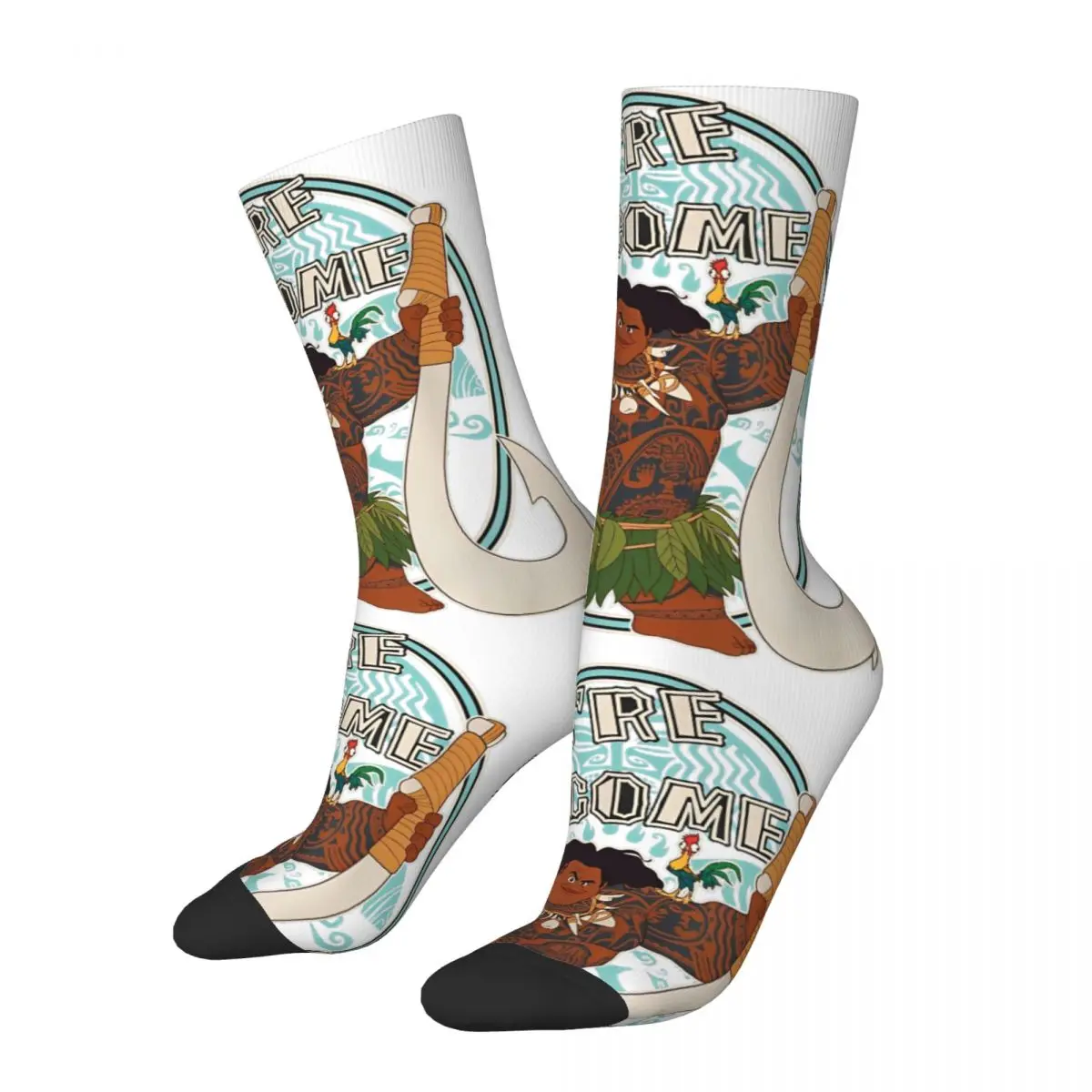 

Осенне-зимние классные носки унисекс Moana Maui You's Добро пожаловать Этническая оправа нагрудные Портретные носки нескользящие баскетбольные Носки