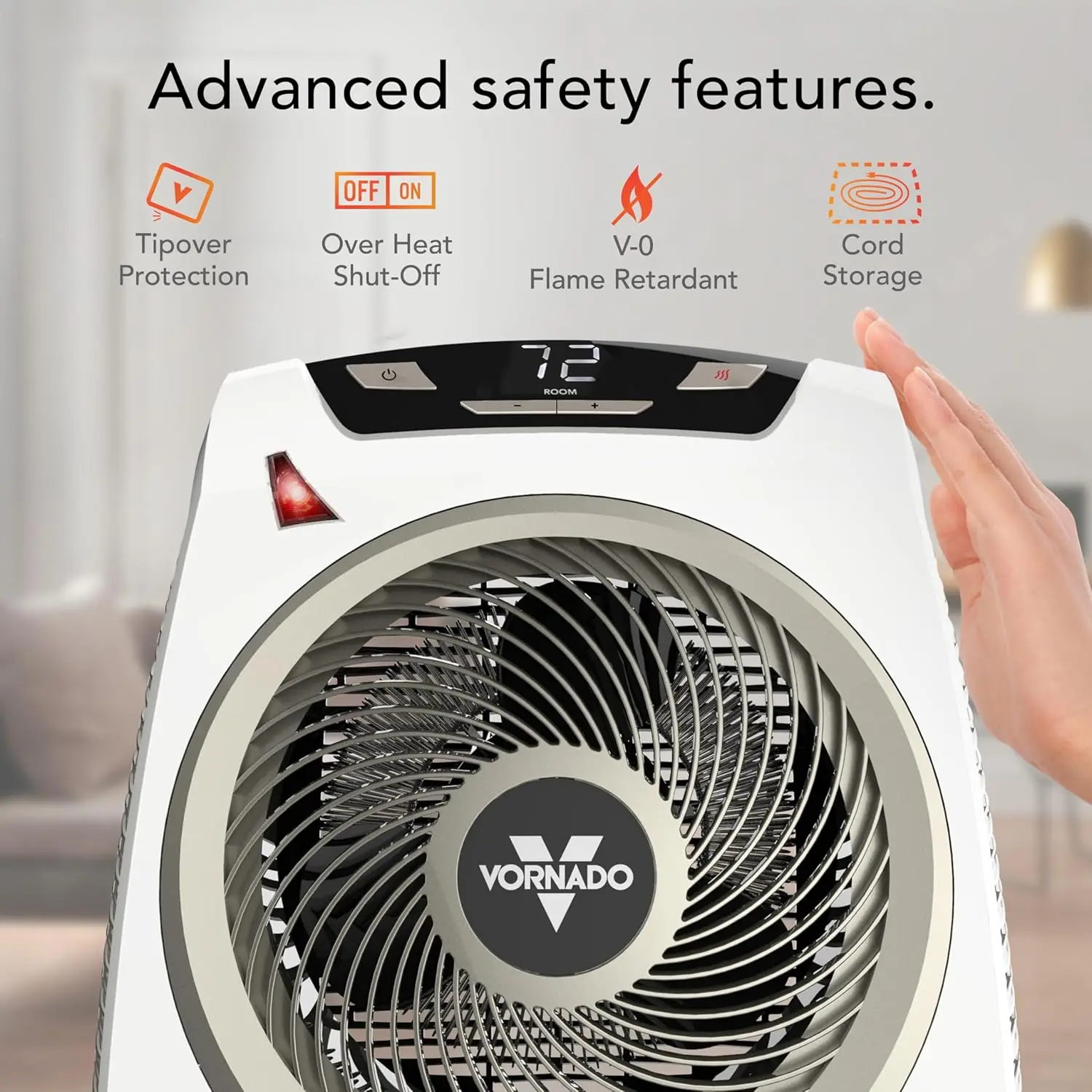 AVH10 Space Heater for Home, 1500W/750W, Fan Only Option, Digital Display with Adjustable Thermostat, Advanced Safety Features 4