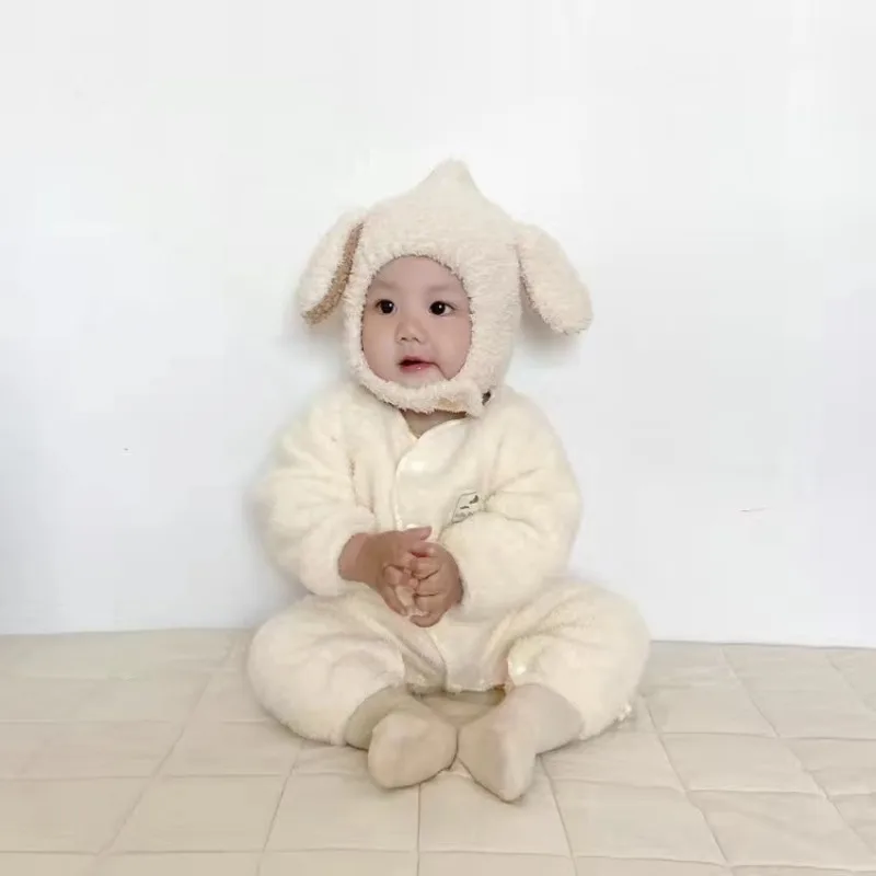 Newborn Baby Autumn Winter Rompers Infant Jacket For Girls Jumpsuit For Boys Soft Flannel Bebe Romper Baby Clothes 0-24 Month kids jackets baby jumpsuit
