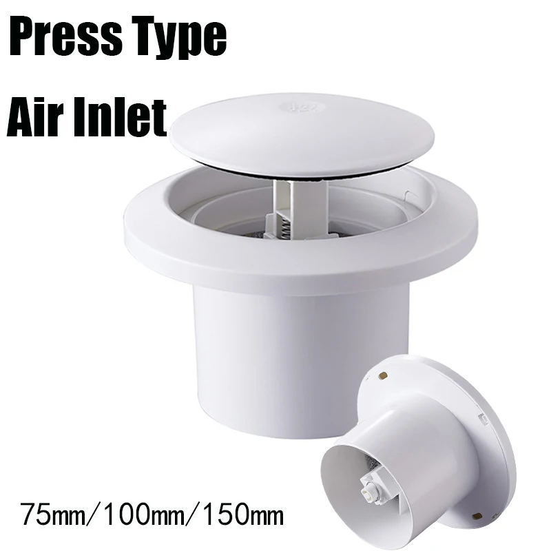 ช่องระบายอากาศทรงกลมพร้อมวาล์วปรับระดับได้, ฝาครอบท่อ ABS สำหรับระบบปรับอากาศภายในบ้าน, ใช้ได้กับท่อขนาด 75 มม. 100 มม. 150 มม. 1