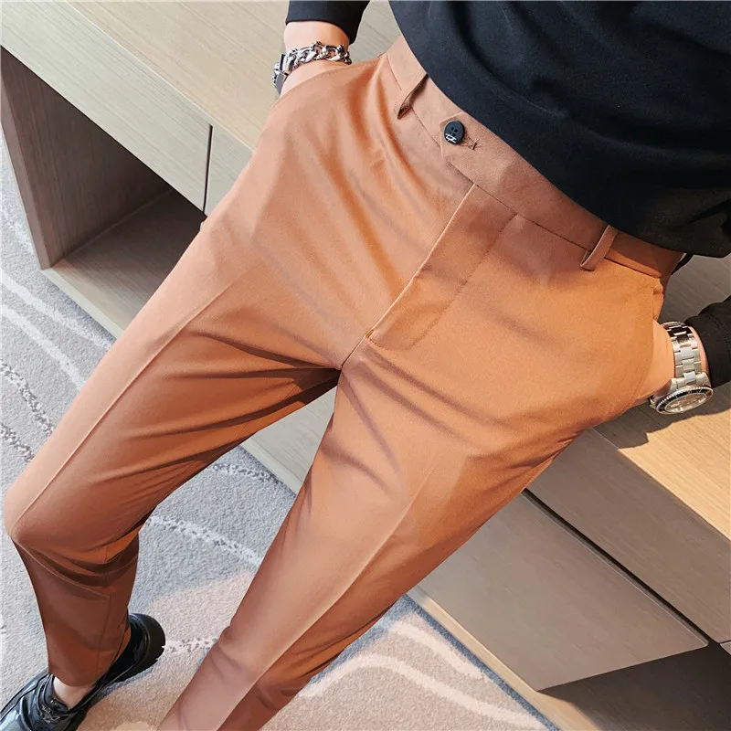 Mens Suit Pants 2022 Spring Autumn New Brand Fashion Casual Slim Pants Business High Qualitymale Clothing Straight Leg Trousers