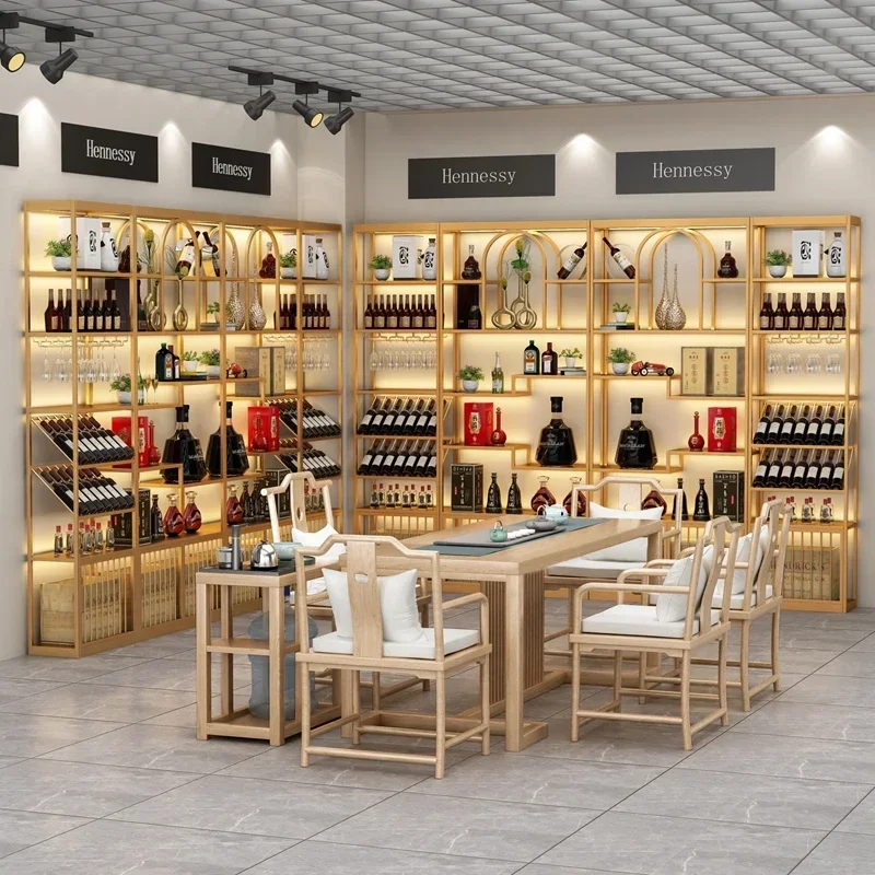 Glass Display Whiskey Cellar Liquor Coffe Organizer Assemble Cabinet Bar Furniture Wine Wall Modern Shelf Vitrina Bottle Storage