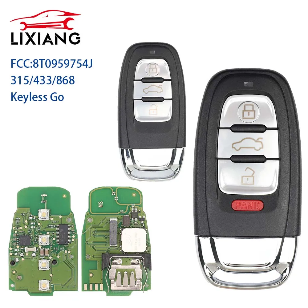 LIXIANG 8T0959754F 4G0959754J Full Smart Remote Car Key Fob For Audi A4 A5 A6L A7 A8 Q5 Keyless Go 754J 315/433Mhz pcf7945AC Chi
