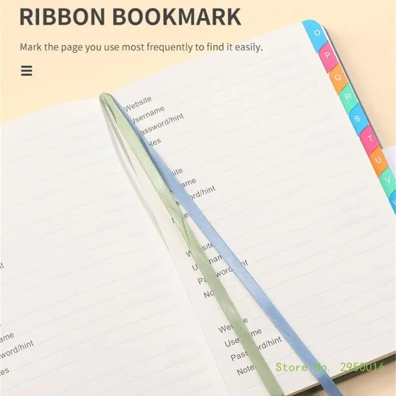 알파벳 탭 포함 번호 북, PU 하드 커버 번호 키퍼, 인터넷 로그인 절약용 A5 크기 번호 노트북