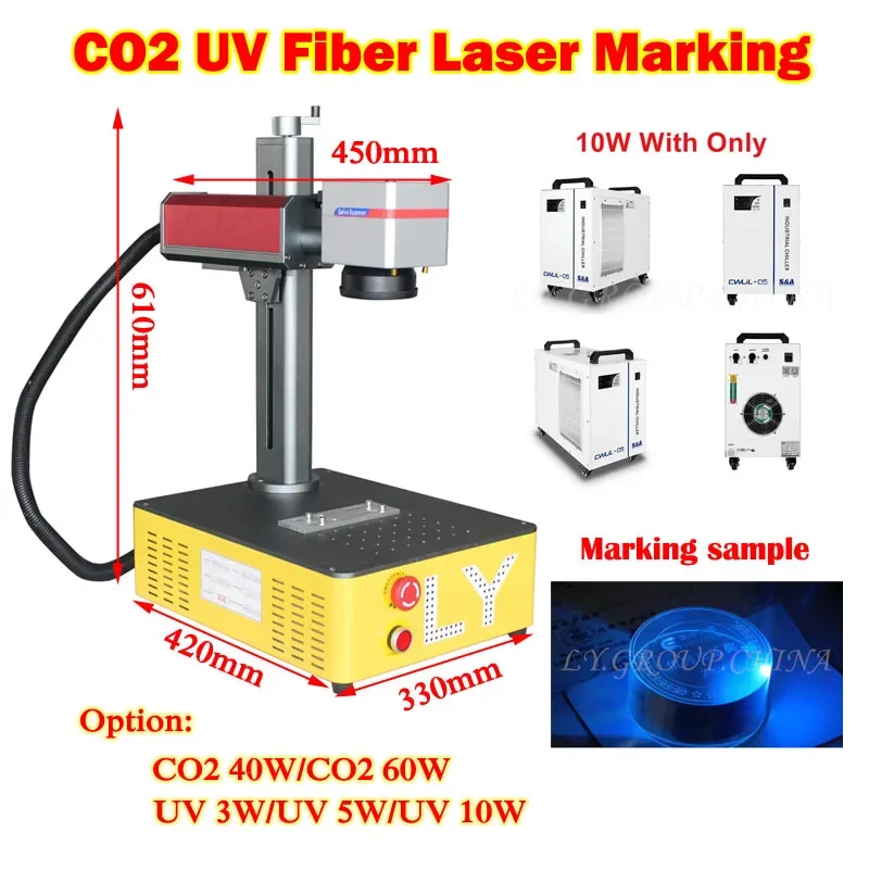 DesktopCO2MetalPipeLaserMarkingMachine40W60WPurpleUVFiberEngravingCuttingPrinter